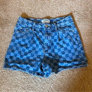 Denim jeans checker shorts